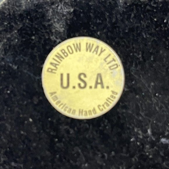 Vintage Sand Art Glass Mountain Sunset Scene Paperweight Rainbow Way Ltd USA - Picture 9 of 11